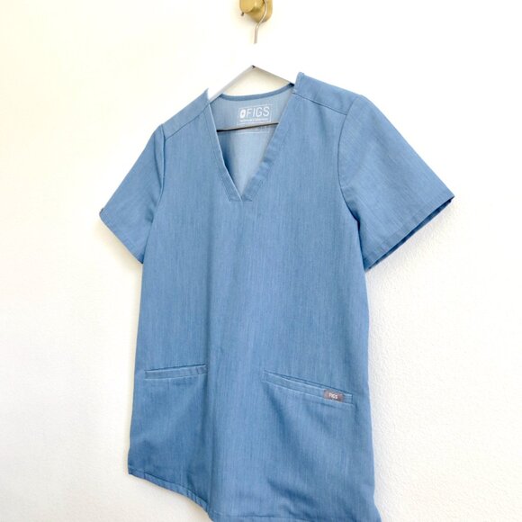 NEW! FIGS CASMA Three Pocket Scrub Top Indigo Blue Women SZ Small - Picture 3 of 7